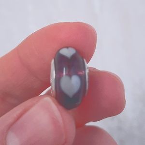 Pandora Charm- Purple w/ hearts